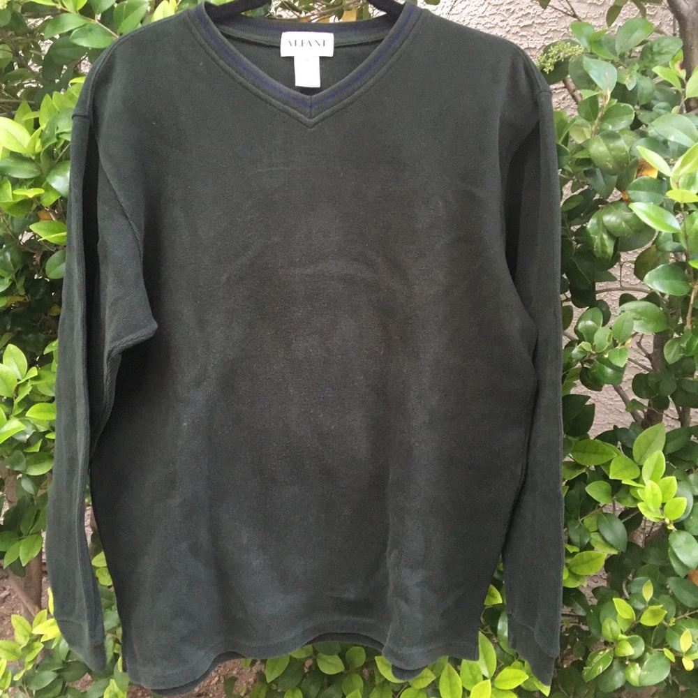 Green Men Alfani Longsleeve Ribbed V-neck sweater